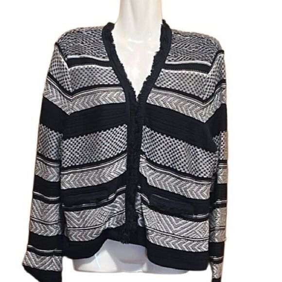 Ann Taylor Loft Womens Cardigan LP 100% Cotton‎ Shrug Blue Open Front Fringe - Picture 5 of 9